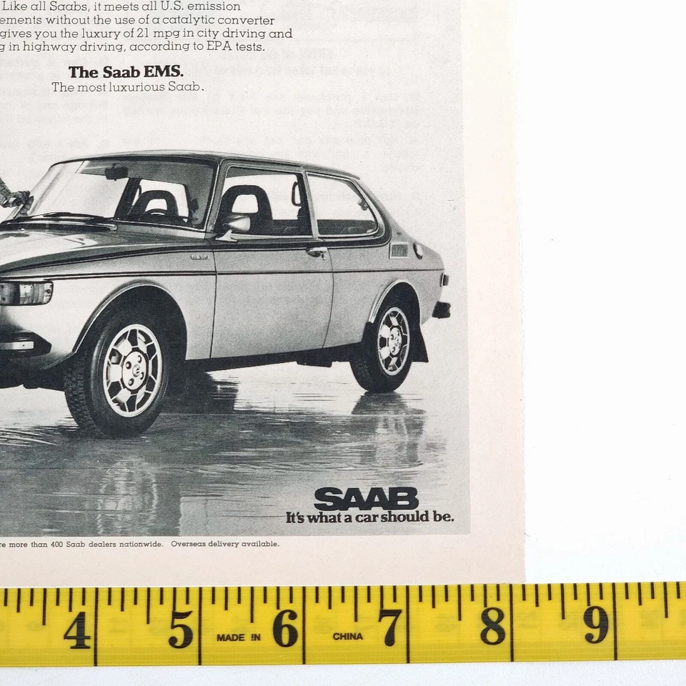 1975 SAAB 99 EMS What A Car Should Be 8" x 11" Print Ad Road Test Magazine - Image 4 of 4