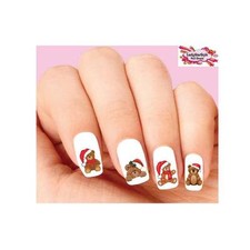 Waterslide Nail Decals Art Set of 20 - Holiday Christmas Teddy Bear Assorted