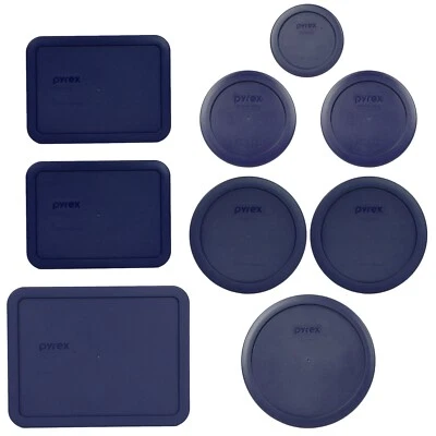 Pyrex 9 Piece Blue Lid Set for Pyrex 7202, 7200, 7201, 7402, 7210, and 7211