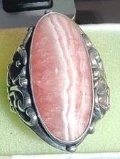 Vintage Sterling Silver Pink Stone Ring size 6 3/4  Z36 