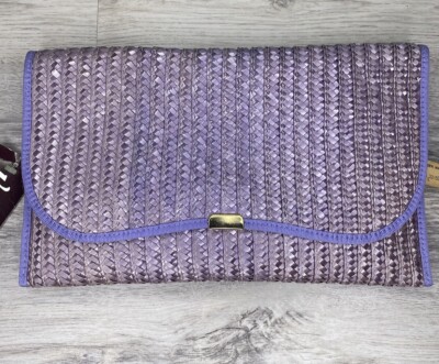 Vintage VALERIE Purple Straw Woven Basket With Snap Closure Made In Italy