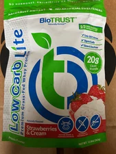 BioTrust Low Carb Lite Strawberries & Cream BB 2/2024 12.8oz 20g Whey Protein