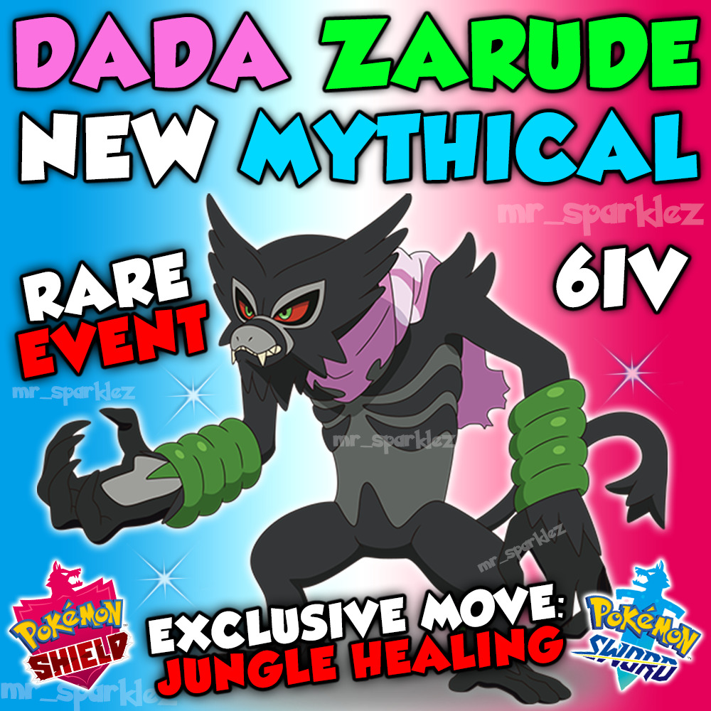 Zarude Dada w/ Scarf Mythical Pokemon Sword & Shield Perfect IV 25th Movie  Event