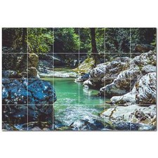 River Ceramic Tile Wall Mural PT500910. 25.5" W x 17" H 24 4.25 tiles