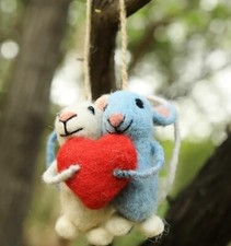 Handmade Wool Felt Christmas Love Mouse Hanging Mice Ornaments Gifts Decorati...