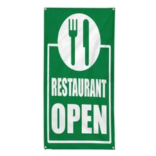 Vertical Vinyl Banner Multiple Sizes Restaurant Open Lifestyle Outdoor