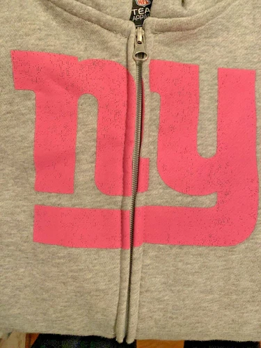 NWT NEW NY GIANTS PINK LOGO FULL ZIP JACKET HOODIE FLEECE SWEATSHIRT GIRL XL 16