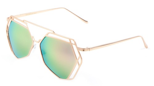 GEOMETRIC LATTICE SPORT AVIATOR SUNGLASSES RETRO FUTURISTIC DESIGNER STEAMPUNK - 第 4/7 張圖片