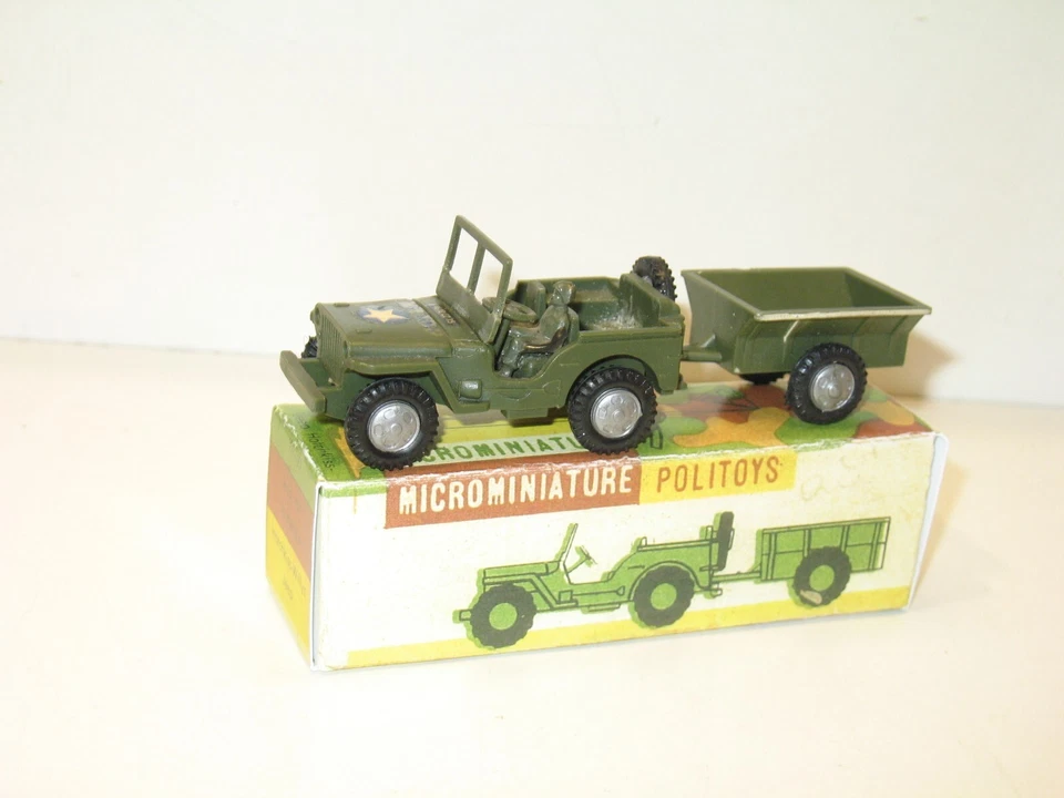 POLITOYS, Jeep Willys Militare Con Rimorchio E Soldato Seduto - Immagine 2 di 4