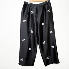 Vintage Black Silk Embroidered Zebra High Waist Cropped Pants Women  s Size 12