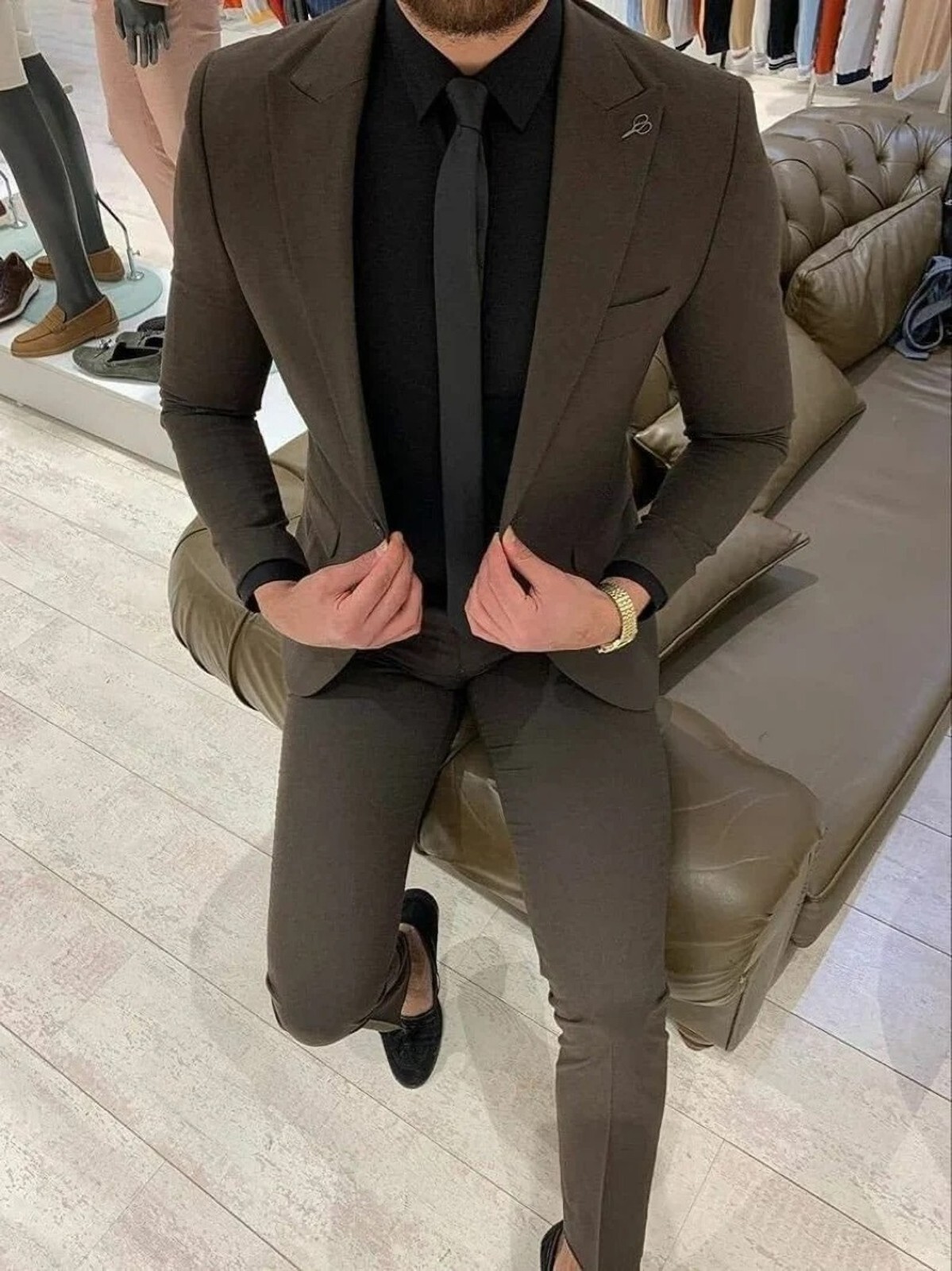 Mens 2 Piece Suit Elegant Wedding Party wear Slim Fit Dinner Formal Coat  Pants