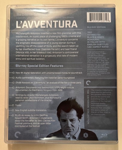 L'AVVENTURA 1960 Criterion Collection MICHELANGELO ANTONIONI blu-ray like new - 第 2/2 張圖片