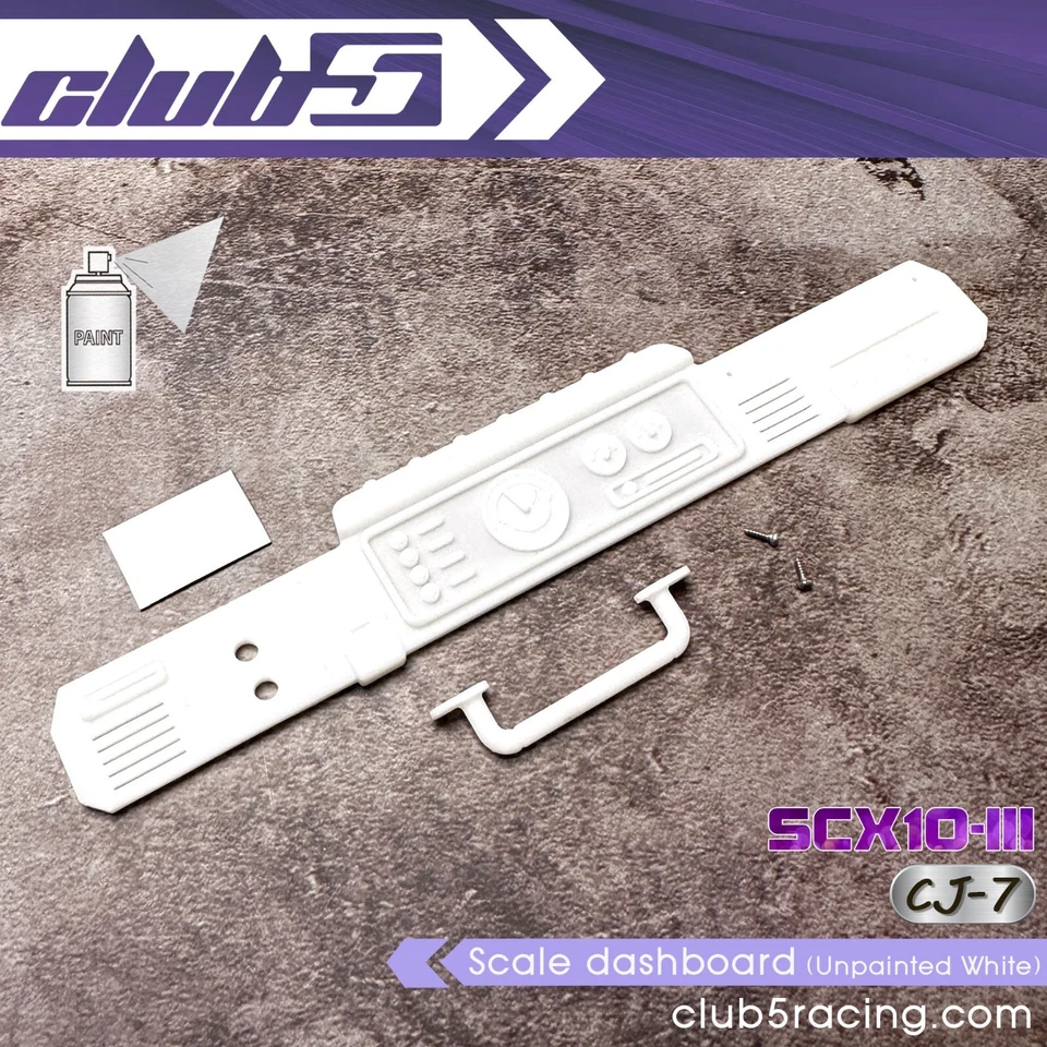 Scale dashboard for Axial SCX10III Jeep CJ-7 ( Unpainted White ) - Image 2 of 4