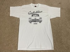 Vintage Fruit Of The Loom T-Shirt White Mens Large Made in USA 1956 Cadillac