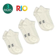 Rio 3 Pack Kids Trainer Cotton Rich School Low Cut Boys Girls Socks White R7918