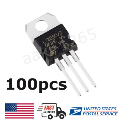 100pcs BULK L7805CV L7805 7805 Voltage Regulator 5V 1A TO-220 IC - USA