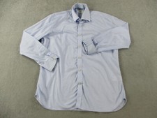 Ted Baker Shirt Men 16.5 Blue Striped Endurance Dress Casual Flip Cuff Button Up