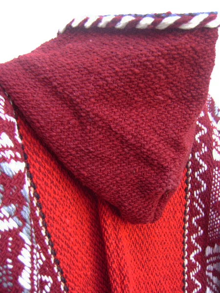 Poncho adulte mélange laine alpaca / alpaga ethnique chaud Equateur ROSE FUCHSIA - Photo 2/3