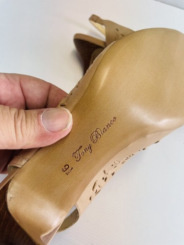 Tony Bianco Women’s Leather Slingback Peep Heels Shoes Tan Brown As New Size 9.5 - Picture 4 of 11