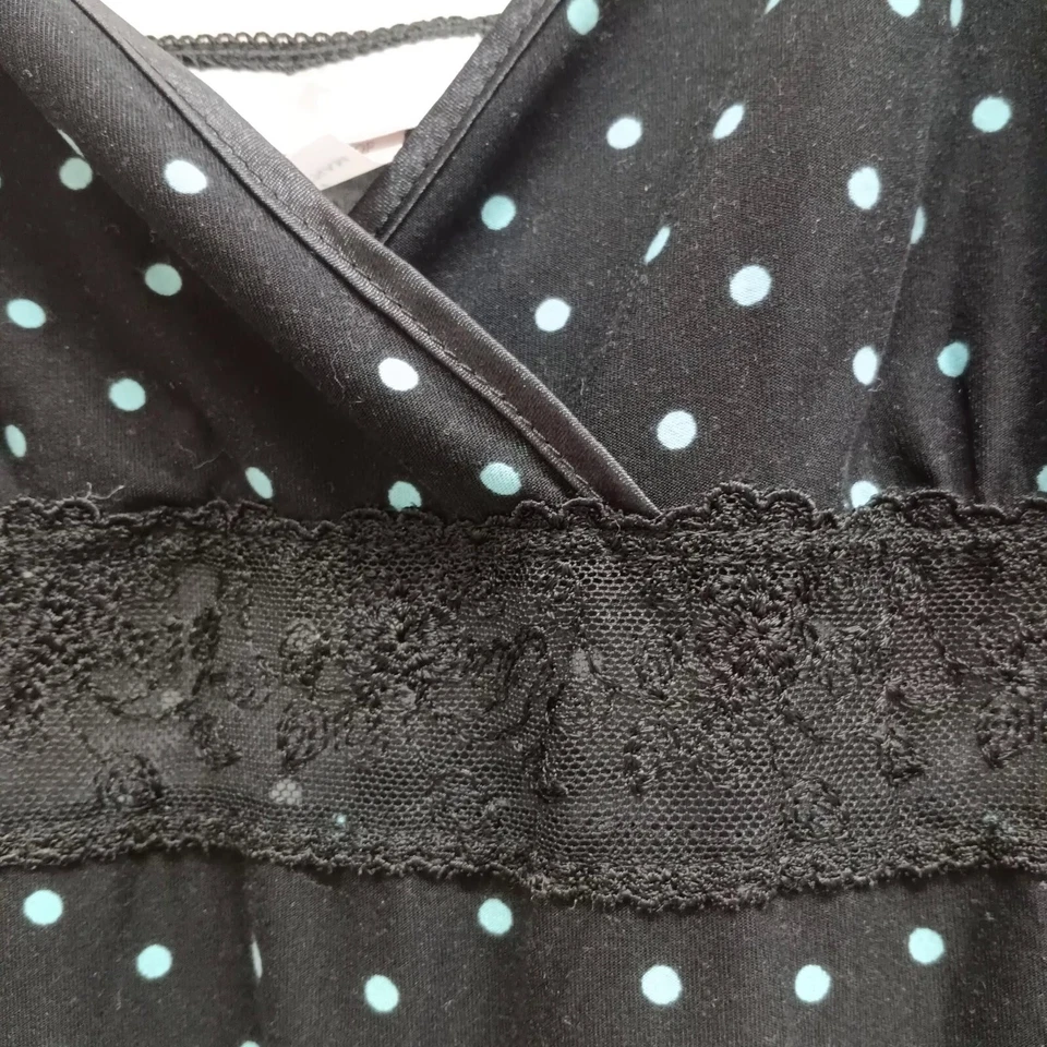 De Colección Babydoll Y2K Vestido Sin Mangas Terciopelo Capricho Polkadot Negro Grande Romántico Foto 4 de 4