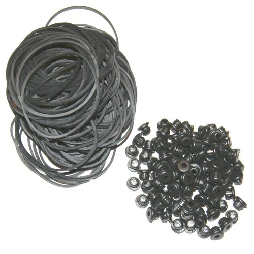 100 Black Grommet 100 Black Rubber Bands Tattoo  Needle Cushions - product listing photo