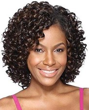XIUFAXIRUSI Short Curly Afro Wig for Black Women, Brown Kinky Bob with Bangs