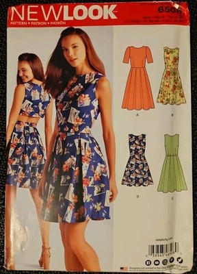 New Look 6508 Sleeveless Dress w 3 Length Open Back & Flared Skirt  10-22 Uncut 