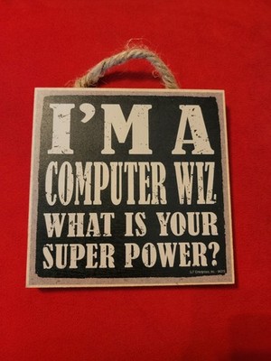 Funny Computer Wiz Sign 5x5 Plaque   Geek Nerd Office Wall Decor SJT Enterprises