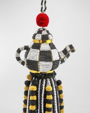 Brand New MacKenzie-Childs Courtly Check Tea Kettle Beaded Tassel