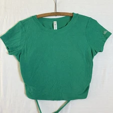 Alo Yoga Ribbed Manifest Short Sleeve Top Large Limited Edition Emerald Green L