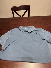 Calvin Klein Men's Blue Solid Short Sleeve Polo Shirt L Regular Collared