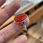 Original Red Aqeeq Ring 925 Sterling Silver Yemeni Agate Jewelry