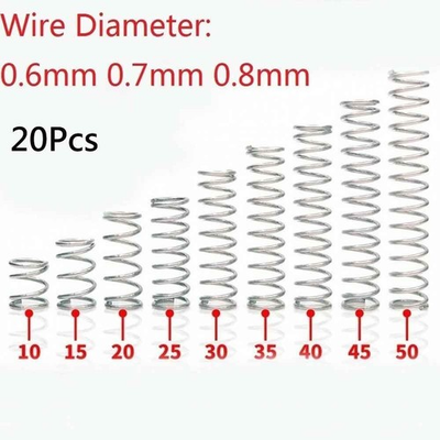 #ad 20pcs Dia 0.6 0.7 0.8mm 304 Stainless Steel Pressure Spring Compression Springs $7.91
