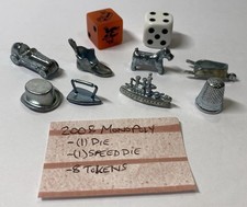 Monopoly Board Game 2008 Parker Brothers Replacement Parts - 8 Tokens 2 Dice