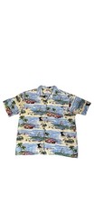 Walt Disney World Mickey Mouse Hawaiian Shirt Beach Cars Print Size L