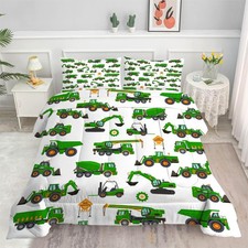 EDGZKO Comforter Set Green Tractor: Twin Size Cartoon Twin, Tractor