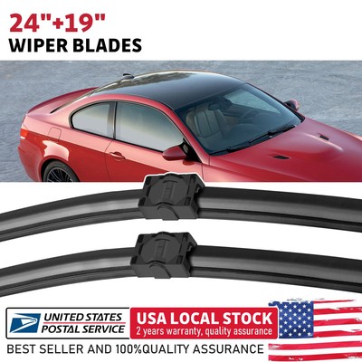 Premium Front Windshield Side Lock Wiper Blades 24''+19'' For BMW 328i 2007-2009