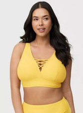 Torrid Wireless XO Triangle Bikini Top Swim Yellow 3 - 3X 22/24