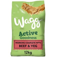 Wagg Active Goodness Complete Dry Adult Dog Food Beef & Veg 12kg - For All 1.12 per kilo