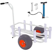 Beach Fishing Cart Fishing Trolley 300 lbs with Balloon Tires for Sand