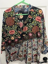 Citron Santa Monica Womens 3/4 Sleeve Silk Blouse 0X