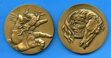 1974 Inspiration Pegasus 2 Piece Medallic Nesting 2.25" Bronze Medal MACO 