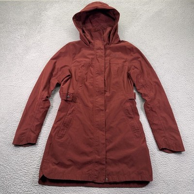 North Face Laney Trench Coat Womens Medium Red Rust DryVent Waterproof Jacket