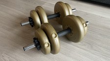 York Adjustable Dumbbells Weight Set with 8 Plates, Bars in Good Condition 