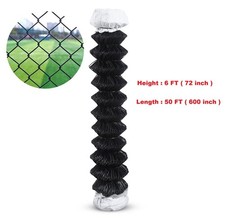 6 Ft x 50 Ft Black PVC coated Chain link fence 11.5G Galvanized Steel (72x600in)
