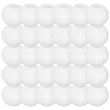 30 Pcs White Lanterns Set, 6" Round Chinese Japanese Hanging Lanterns for Wed...