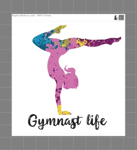Gymnast Gymnastics 100% Cotton Fabric Panel Block Quilt Square EE1999 - product listing photo