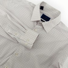 David Donahue Dress Shirt Mens 17 34/35 Purple White Geometric Micro Print L/S