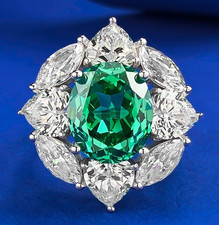 5.5ct Green Tourmaline Ring, 18K Gold Vermeil, Stylish Luxury Statement Design