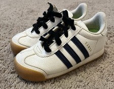 Adidas Originals Samoa Kids 9.5K 3 STRIPES Sneaker Shoes White Blue Athletic